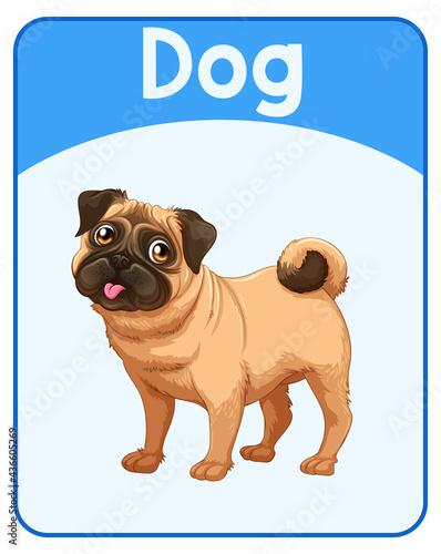 Educational English word card of dog