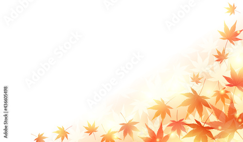 秋の紅葉と光の美しいベクターイラストフレーム背景