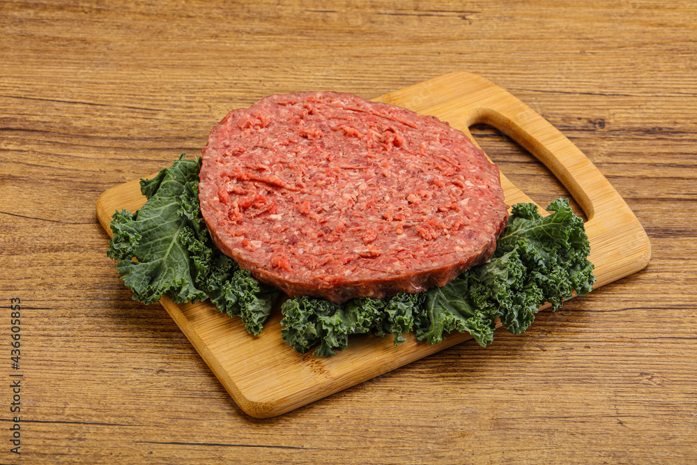 Raw beef burger cutlet for burger Raw beef burger cutlet for burger