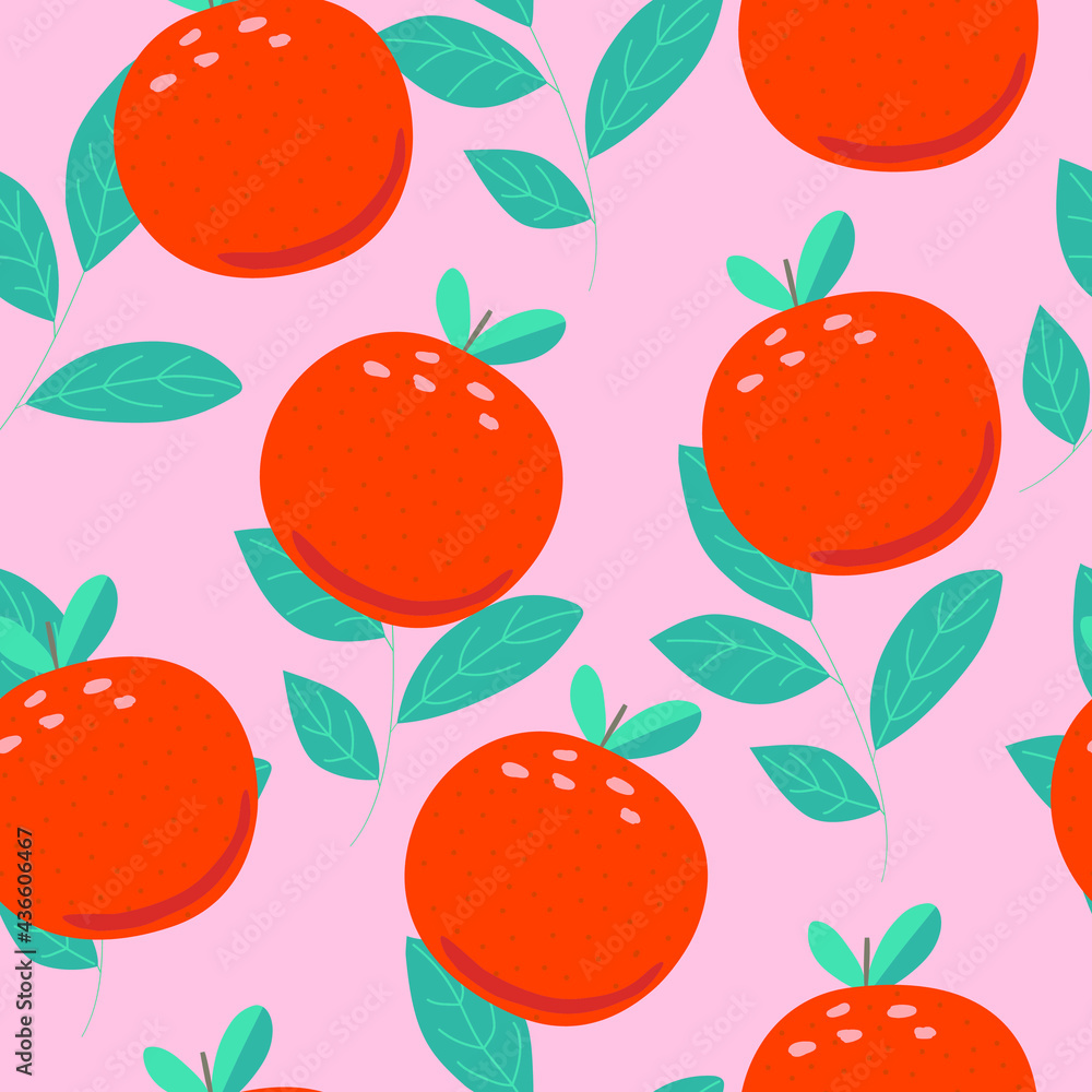 Hand drawn summer print with Orange. Vector Orange print for fabric or wallpaper. Hand drawn summer print with Orange. Vector Orange print for fabric or wallpaper.