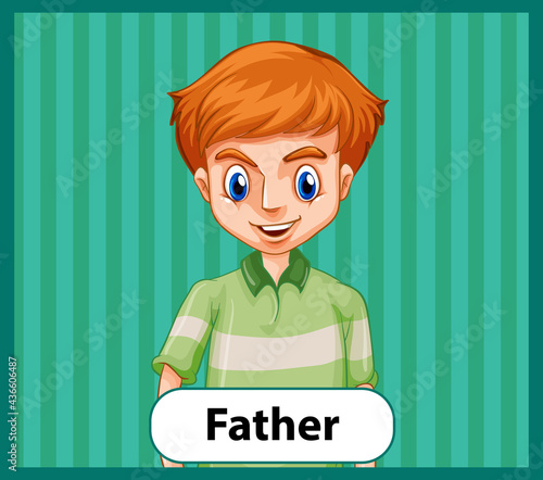 Educational English word card of father