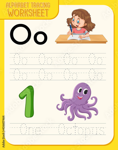 Alphabet tracing worksheet with letter O and o