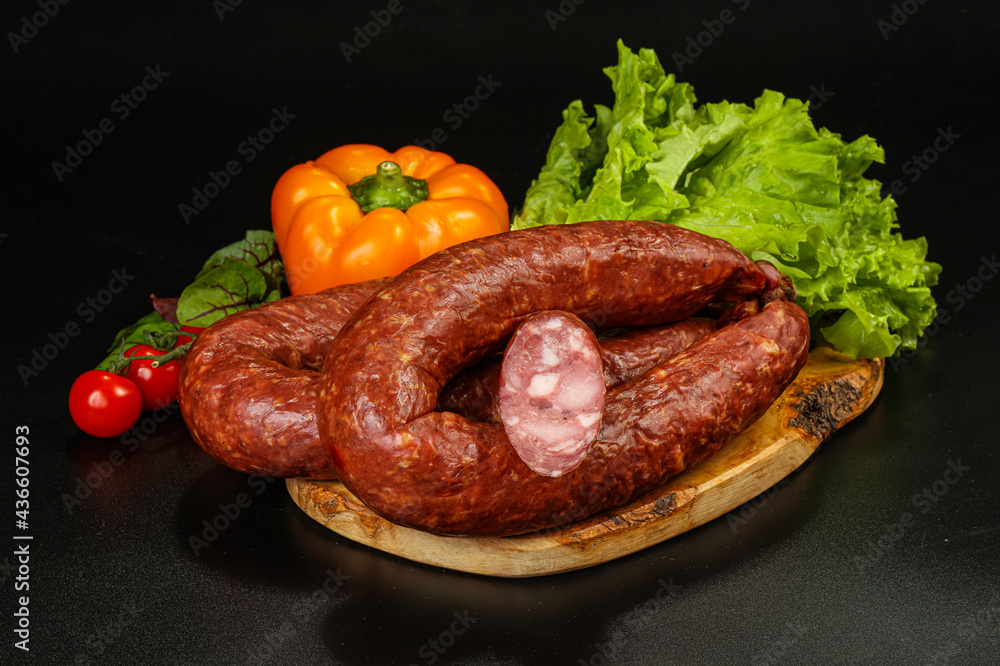 Natural meat sausages with minced meat