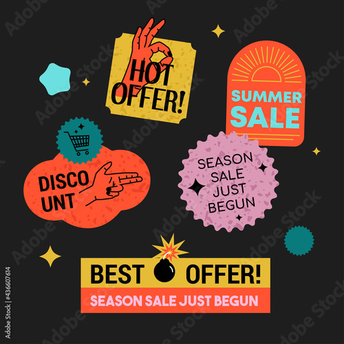 Sale Stickers Retro Set