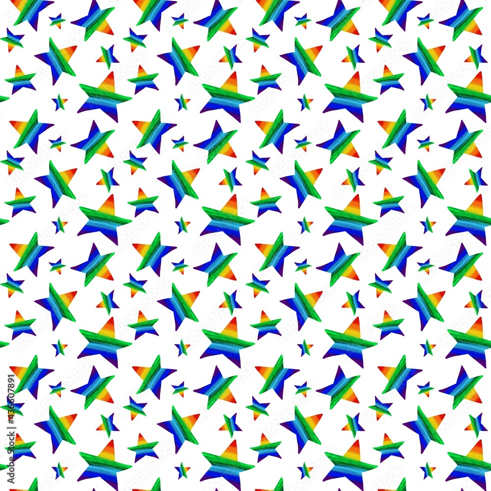 Obraz premium An abstract seamless pattern of rainbow stars. Design for clothing, fabric and other objects.