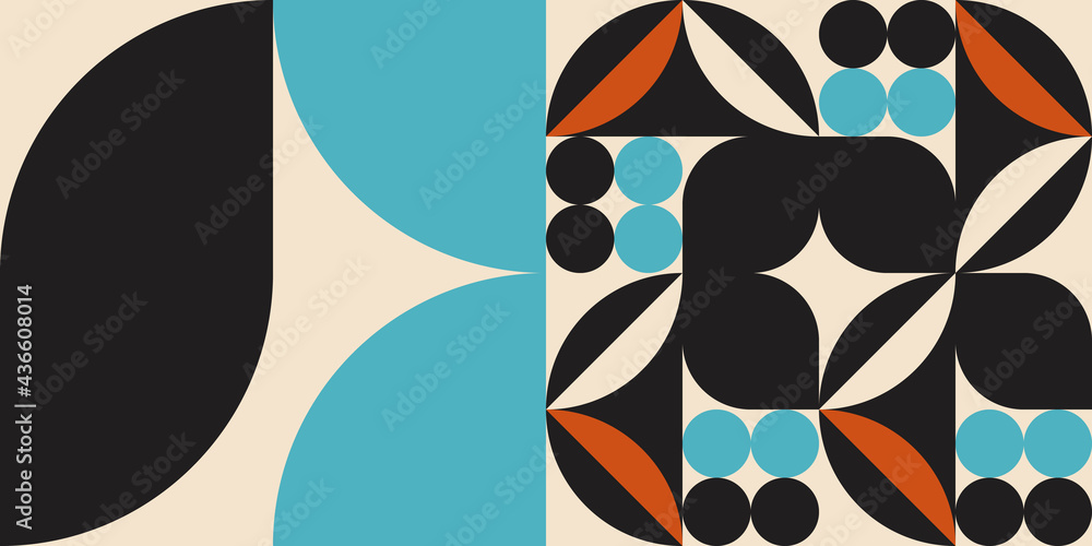 Modern vector abstract geometric background with circles, rectangles and squares in retro scandinavian style. Pastel colored simple shapes graphic pattern. Modern vector abstract geometric background with circles, rectangles and squares in retro scandinavian style. Pastel colored simple shapes graphic pattern.
