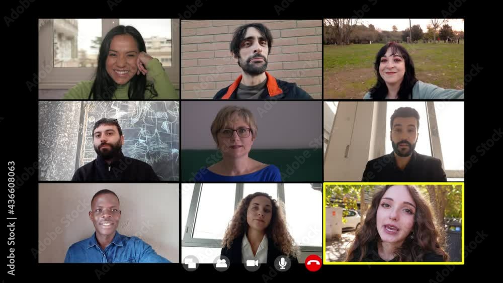 make conversation from a distance - a group of colleagues talking on video call make conversation from a distance - a group of colleagues talking on video call