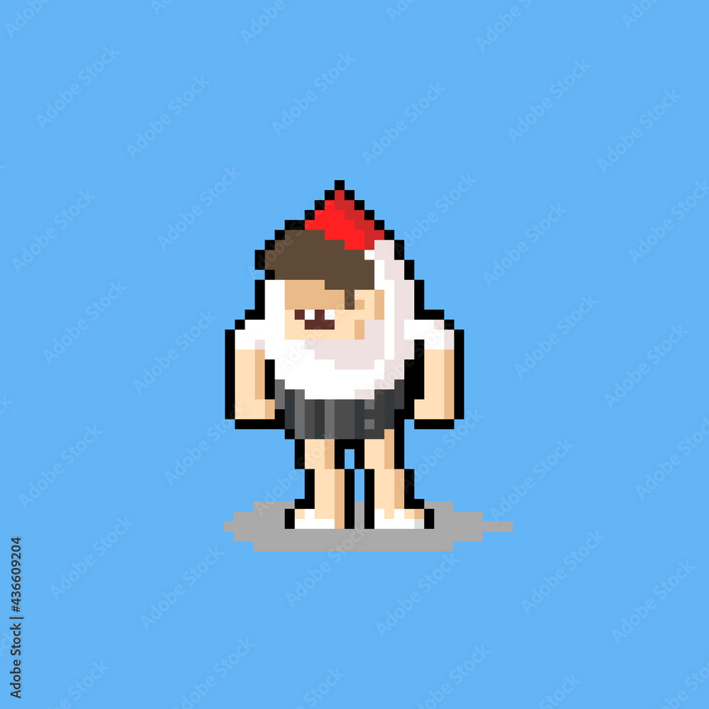 Pixel art cartoon rocket man character. Pixel art cartoon rocket man character.