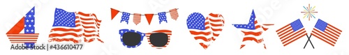 Happy Independence Day. A set of vector cliparts for creating your own festive design.