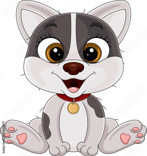 Cartoon cute little dog sitting