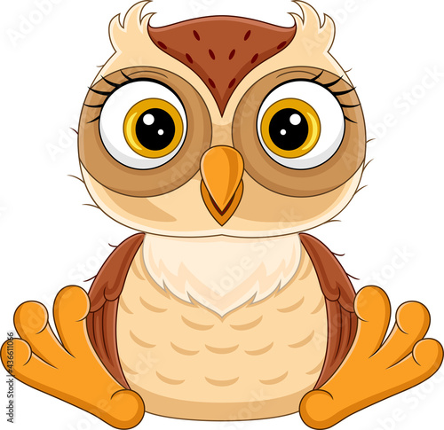 Cute little owl cartoon sitting