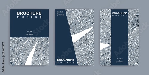 Creative minimalistic cover templates. Hard brush strokes texture. Vector hand drawn banners