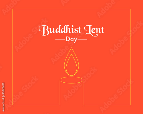 Buddhist Lent Day Line Frame Candle Vector