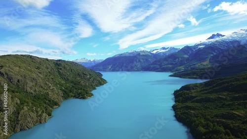 Wallpaper Mural AERIAL - General Carrera Lake and Andes, Patagonia, Chile, wide shot pan right Torontodigital.ca