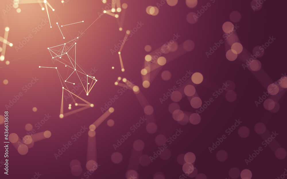 Abstract background. Molecules technology with polygonal shapes, connecting dots and lines. Connection structure. Big data visualization.