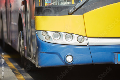 Public transportation - bus in urban surroundings.