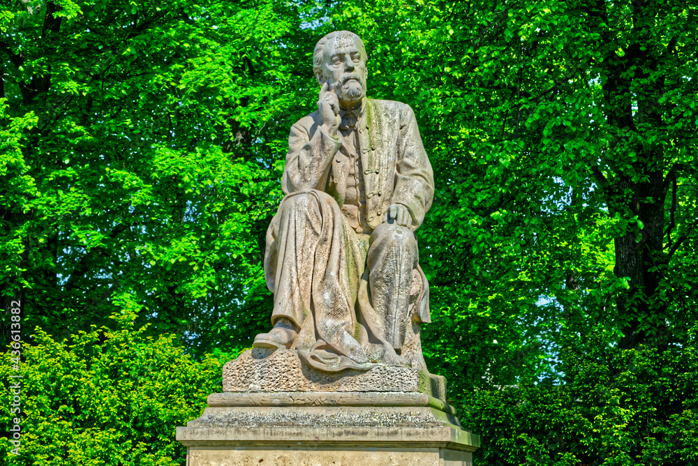Statue of composer Bedrich Smetana well lit - obrazy, fototapety, plakaty 