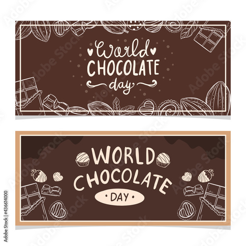 Happy world chocolate day poster banner design vector illustration