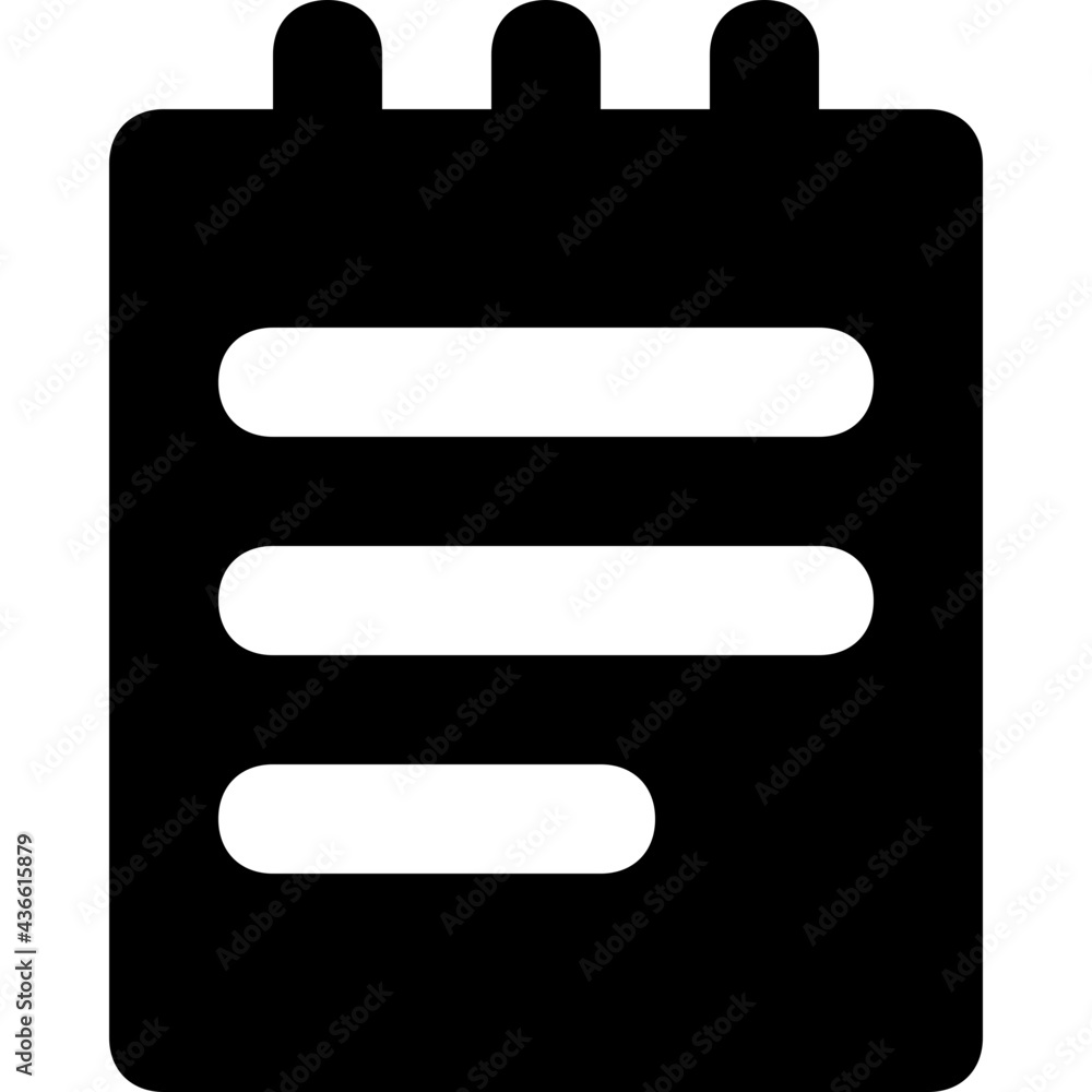 Notebook Glyph Vector Icon Notebook Glyph Vector Icon