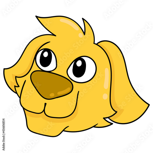 The dog head is yellow tame and kind face, doodle icon drawing