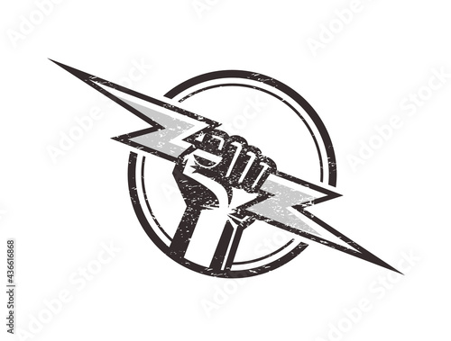 logo design with image of a hand and electric flash