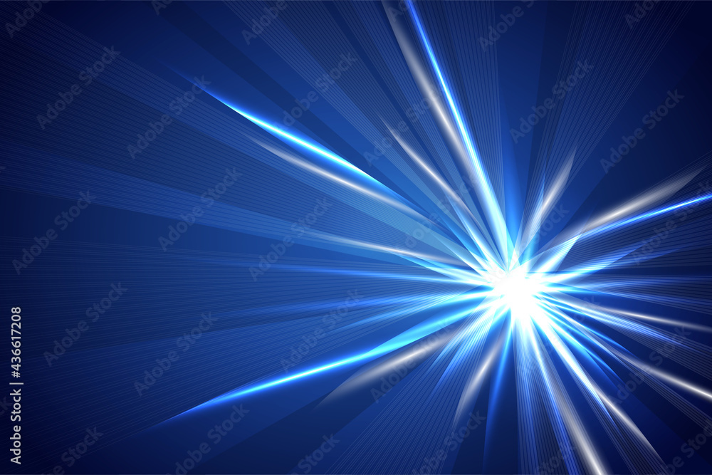 青い放射状背景　Radial abstract ray background