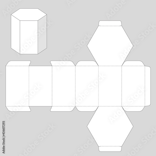 Hexagon Paper Box Graphic Template