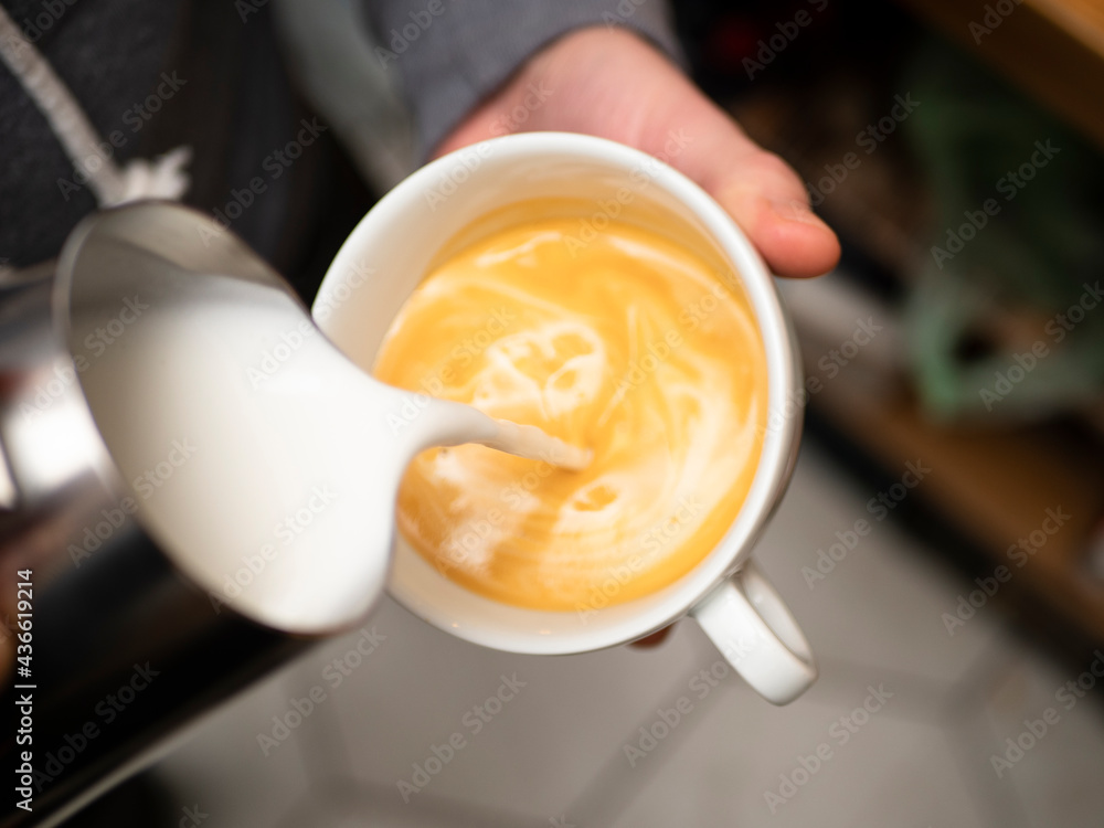 coffee with milk, cappuccino, cream coffee with milk, cappuccino, cream