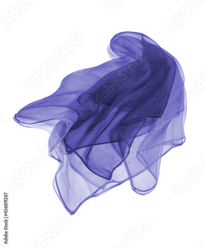 Semi-transparent blue silk foulard isolated