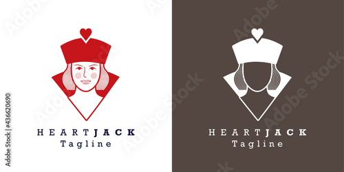 Stylized image of Jack of Hearts for avatar, logo or branding. Vector illustration and sample text.