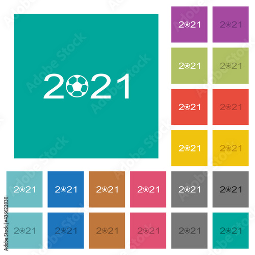 Soccer tournament 2021 square flat multi colored icons