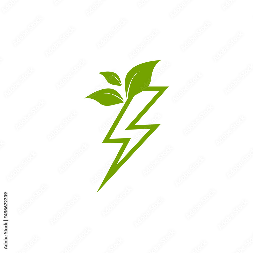 custom made wallpaper toronto digitalGreen lightning bolt simple flat icon. storm or thunder and lightning strike sign isolated on white.