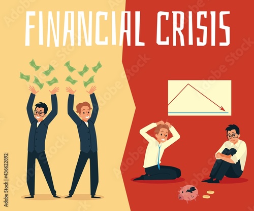 Rich and poor people before and after economic financial crisis and loss money
