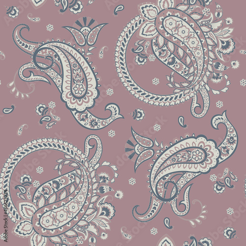 Paisley Floral oriental ethnic Pattern. Seamless Vector Ornament. Damask fabric patterns