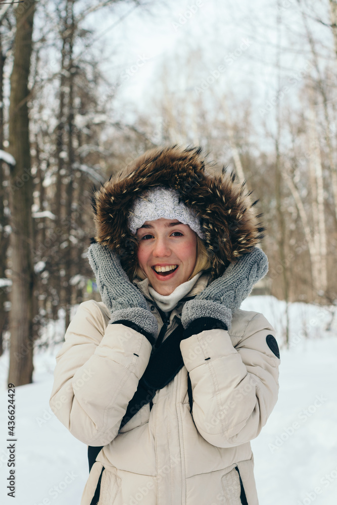 sunny girl in the snowy forest sunny girl in the snowy forest