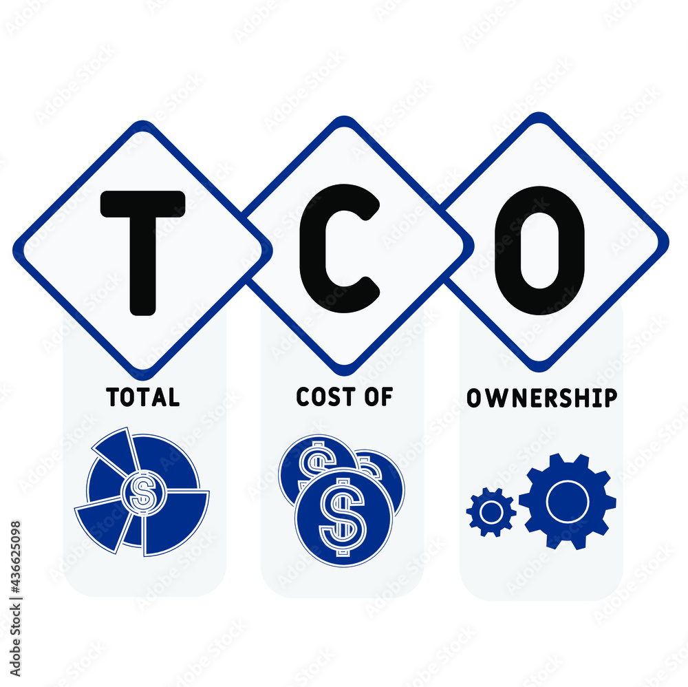 TCO - Total Cost of Ownership acronym. business concept background. vector illustration concept with keywords and icons. lettering illustration with icons for web banner, flyer, landing pag TCO - Total Cost of Ownership acronym. business concept background. vector illustration concept with keywords and icons. lettering illustration with icons for web banner, flyer, landing pag