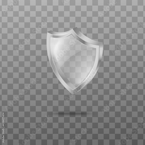 Template of clear glass or acrylic shield realistic vector illustration isolated.