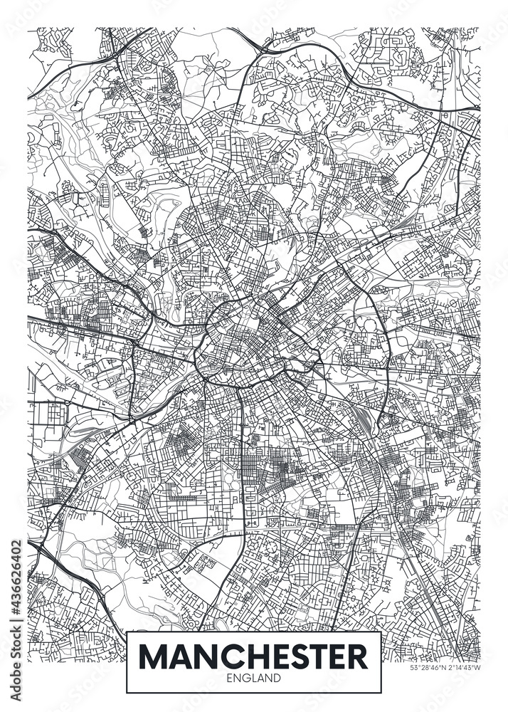Fototapeta premium City map Manchester, travel vector poster design