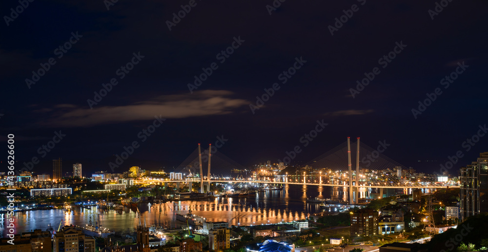 Vladivostok cityscape at night view.