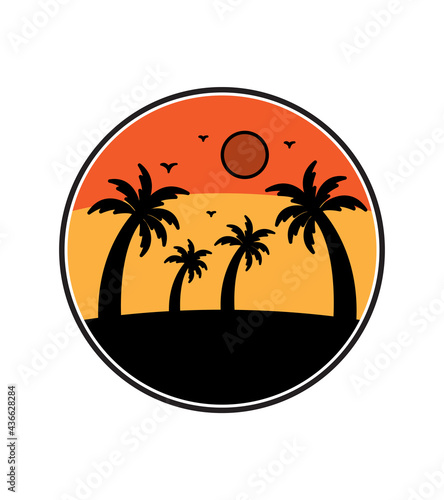 beach scene silhouette design when the sun goes down