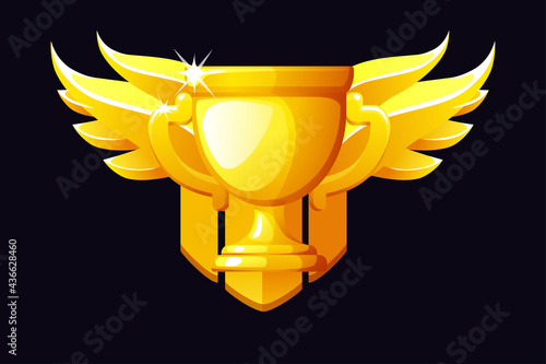 Gold cup award with wings for the winner for ui games.