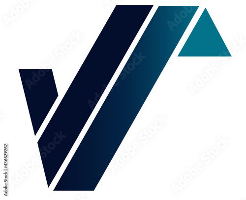 Abstract blue house with roof and chimney - blue house logo