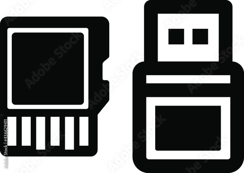 flash card usb and micro sd card icon