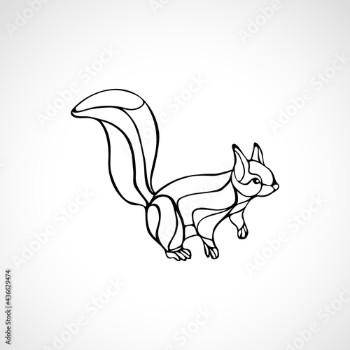 Abstract illustration of squirrel. Outline wavy squirrel vector