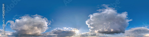 Photography cloudy blue sky hdri panorama 360 degrees angle view with zenith and beautiful c