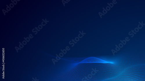 Dot blue wave light screen gradient texture background. Abstract technology big data digital background. 3d rendering.