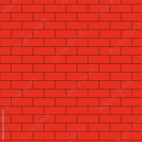 Brick red wall pattern vector illustration