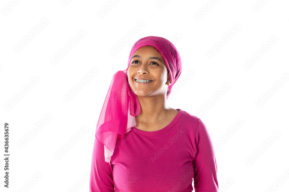 Young beautiful African woman wearing pink headscarf Young beautiful African woman wearing pink headscarf