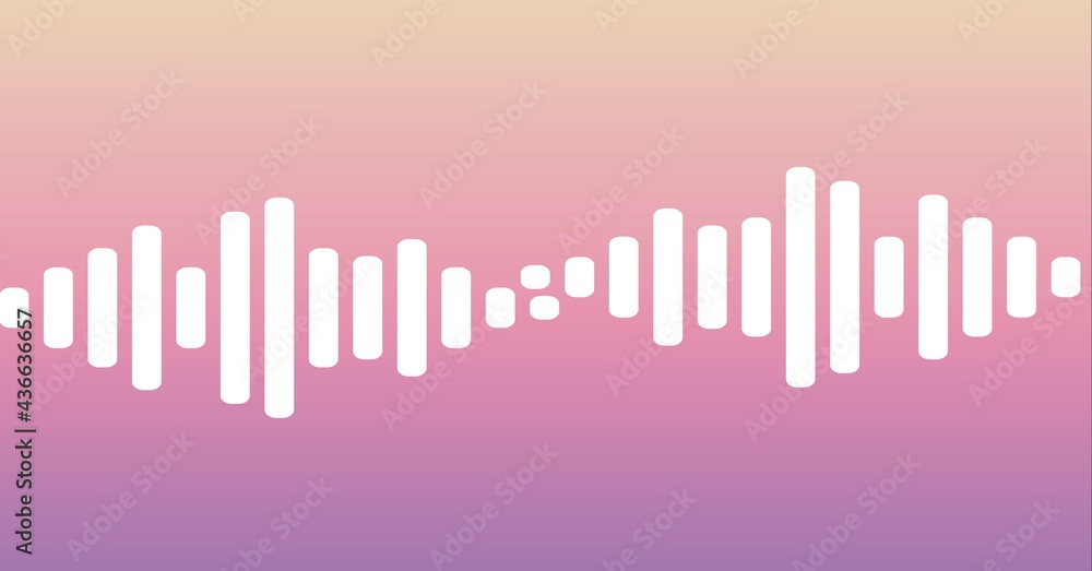 Composition of white sound frequency level meter on soft pink background Composition of white sound frequency level meter on soft pink background