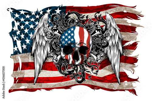 Design of postcard, banner  for Independence Day of America. Highly realistic illustration.